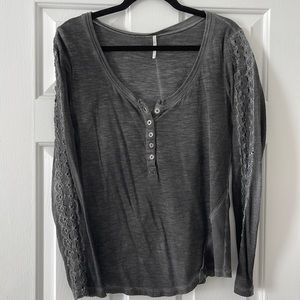 Free People Floral Sleeve Top